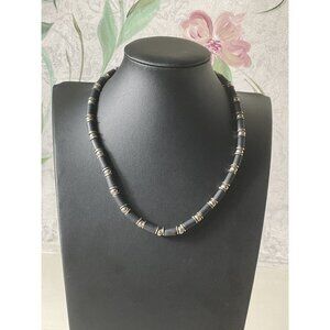 Black & Silver Beaded Necklace With Clasp